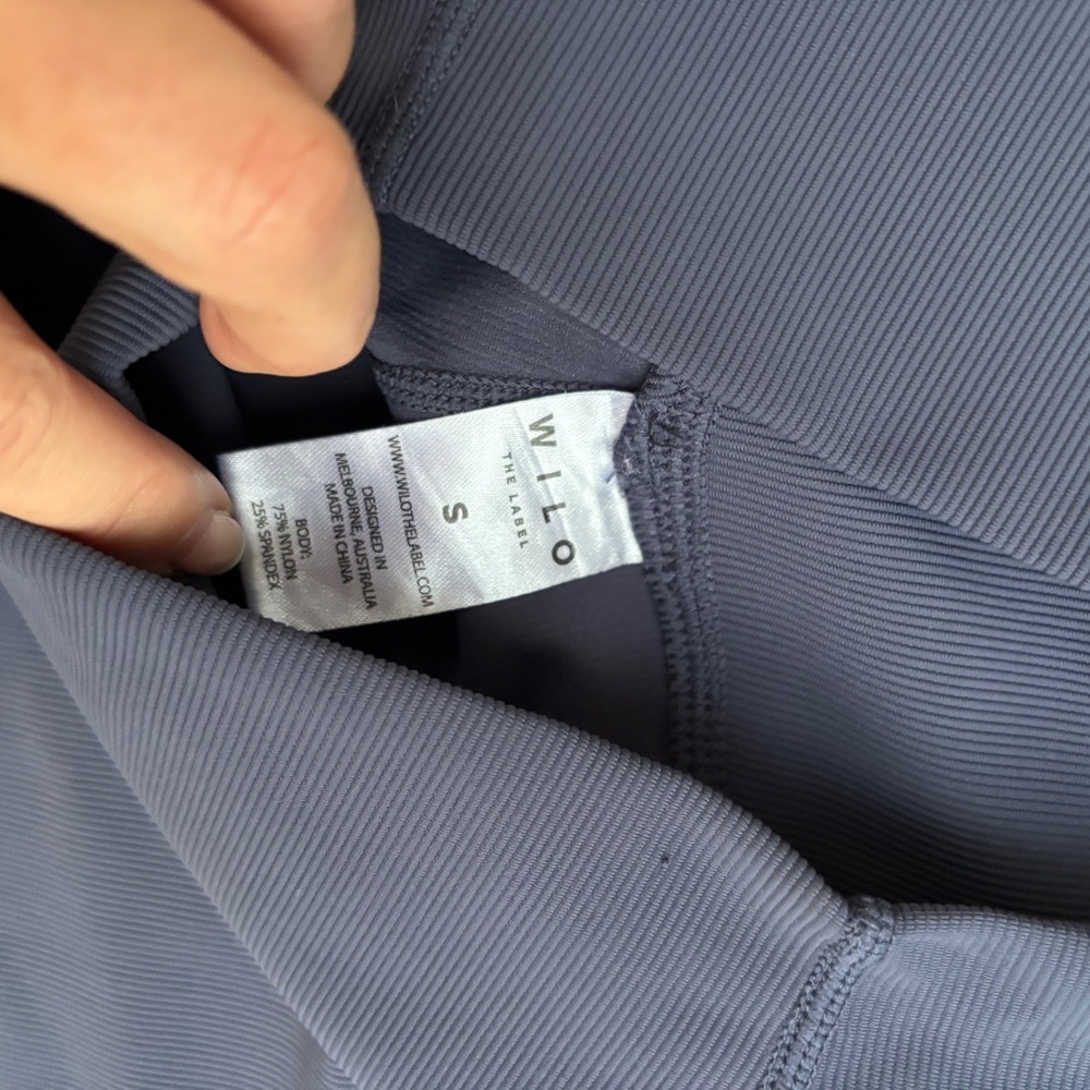WILO Ribbed High Waist Leggings Blue Athleisure Workout Pants Size‎ S - Picture 5 of 5